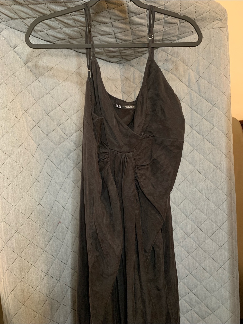 Zara Black V-Neck Spaghetti-Strap Maxi Dress